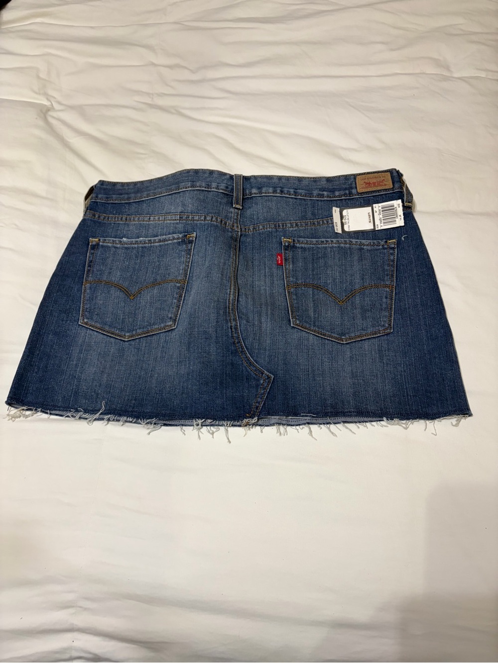 Levi's Medium Blue Denim Mini Skirt with Raw Hem
